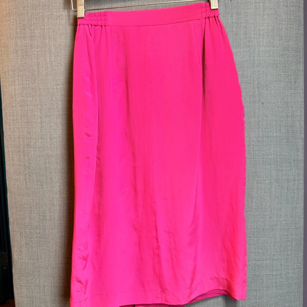 Vintage Silk Pink Midi Skirt - Picture 4 of 5